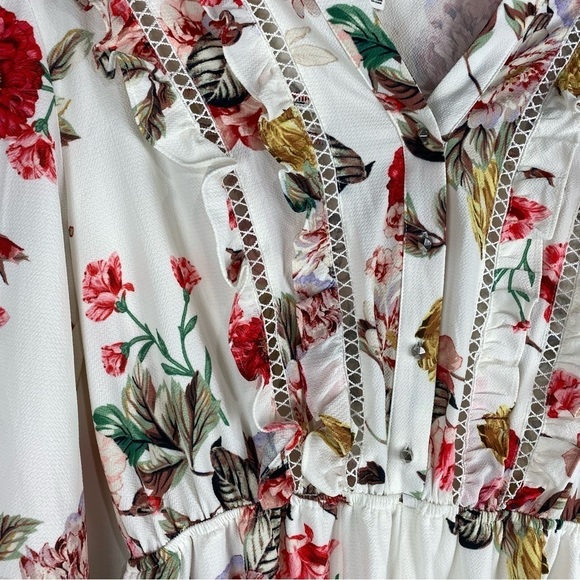 BP. Eyelet Ruffle Floral Flower Print Long Sleeve‎ Romper Dainty Flowy Medium - Picture 3 of 7